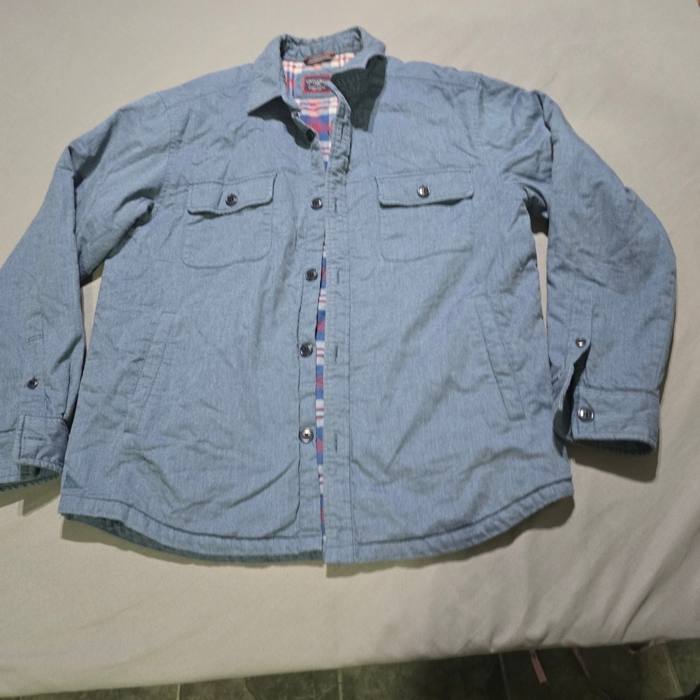 UNTUCKit Ziata Shirt Jacket Mens Large Blue Plaid Quilted Lined 40263